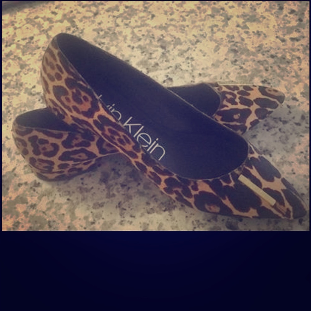 Suede leather print pointy toe dress flats